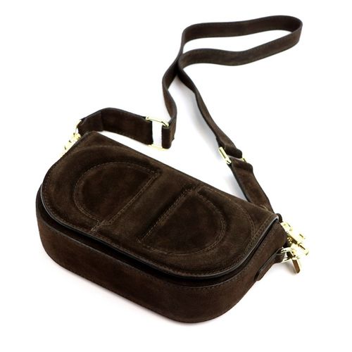 Czekoladowa zamszowa torebka damska Listonoszka Vera Pelle brązowa zamsz na Arena.pl