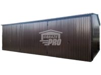 Garaż blaszany 9x5 3x Brama Rynny Brązowy Dach dwuspadowy GP133