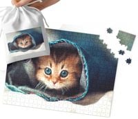 PUZZLE TRADYCYJNE - SŁODKI KOTEK KOT MEGA WZORY PREZENT 110EL + WORECZEK
