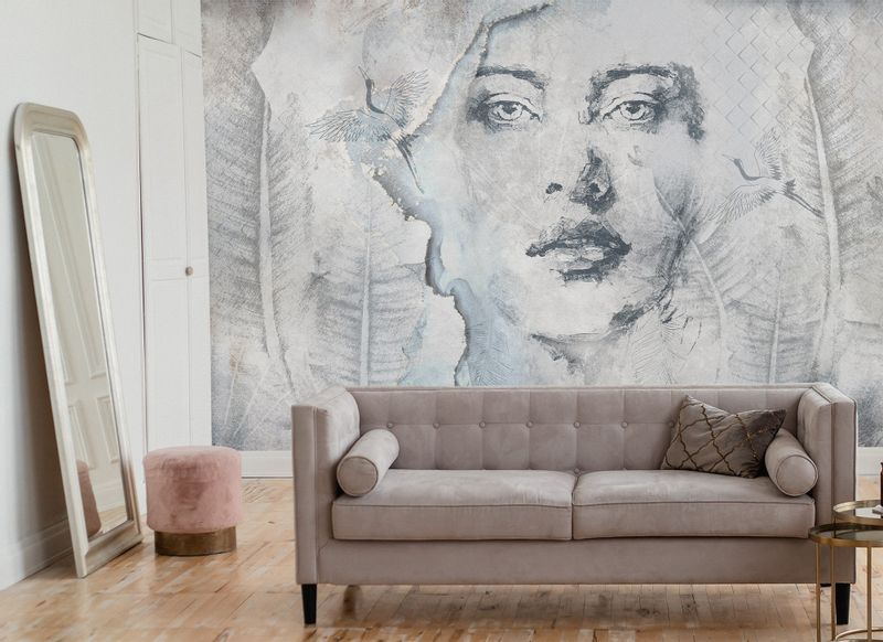 Fototapeta Do Salonu Twarz KOBIETA Beton Abstrakcja Mur 300cm x 210cm zdjęcie 5