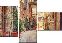 100CM 70CM ZEGAR 3 ELEM STARA ALEJKA TOSKANII ŚCIENNY OBRAZ