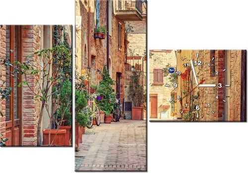 100CM 70CM ZEGAR 3 ELEM STARA ALEJKA TOSKANII ŚCIENNY OBRAZ na Arena.pl