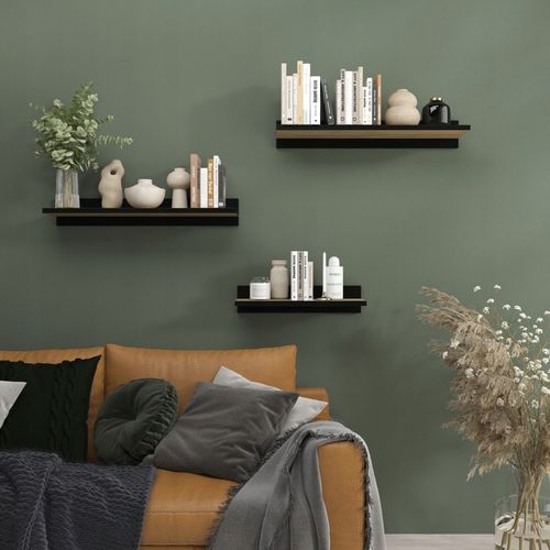 ZESTAW 2 X PÓŁKA ŚCIENNA 80 CM LOFT DĄB Z CZARNA LISTWĄ 80 CM DO na Arena.pl