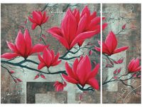 70X50CM FUKSJOWA MAGNOLIA DWÓJ OBRAZ NIESYMETRYCZNY