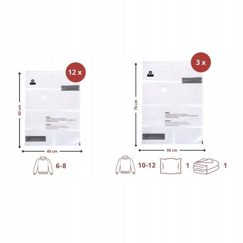 WORKI PRÓZNIOWE na ubrania pościel 15 sztuk WIELOKROTNEGO UŻYTKU + na Arena.pl