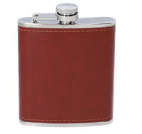 Piersiówka Stal Nierdzewna Obszyta Eko-Skórą Brązowa 7 OZ ok. 210 ml