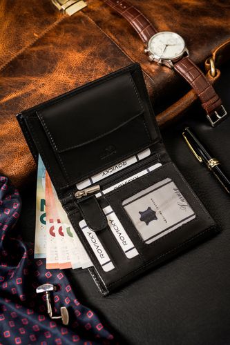 skórzany portfel męski wyposażony w system rfid - rovicky na Arena.pl