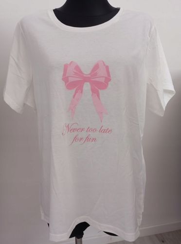 Bluzka MODNA z nadrukiem koszulka bawełna biała z różem t-shirt 2XL na Arena.pl