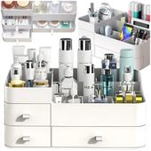 Organizer szkatułka na kosmetyki biżuterię pudełko szuflady pojemnik biały