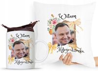Zestaw Poduszka + Kubek Prezent Andrzej Duda Pis Z Nadrukiem Ze Zdjęciem