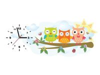 100X40CM ZEGAR TRZY SÓWKI GAŁĄZCE OBRAZ