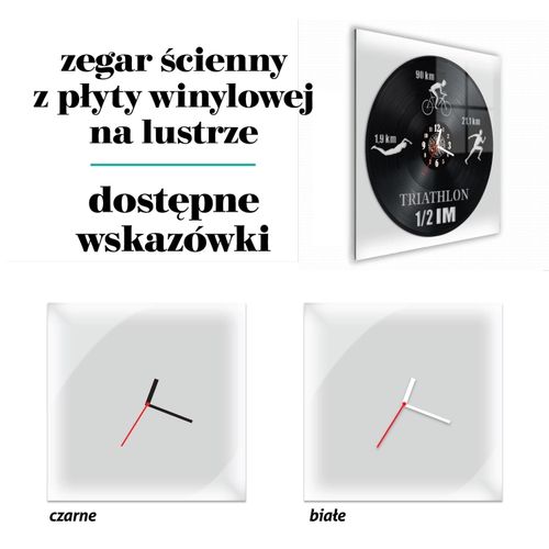 Zegar Ścienny z płyty winylowej na lustrze TRIATHLON-1 41 wzorów 30x30 cm na Arena.pl
