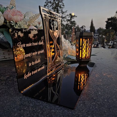 SOLARNY ZNICZ Led Statuetka NA CMENTARZ GRÓB DUŻA Lampka Led z Grawerem na Arena.pl