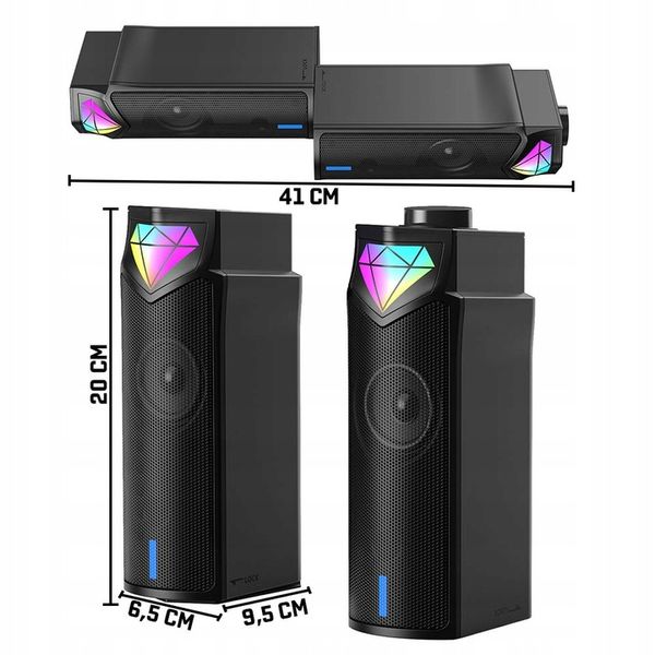 ONIKUMA L1 GŁOŚNIKI GAMINGOWE USB RGB SOUNDBAR DO KOMPUTERA GRANIA BT 5.3 zdjęcie 6