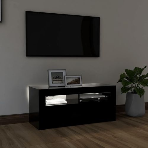 Szafka pod TV z oświetleniem LED, czarna, 90x35x40 cm na Arena.pl