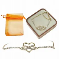 BRANSOLETKA ZŁOTA SERCE Z CYRKONIĄ STAL POZŁACANA PREZENT