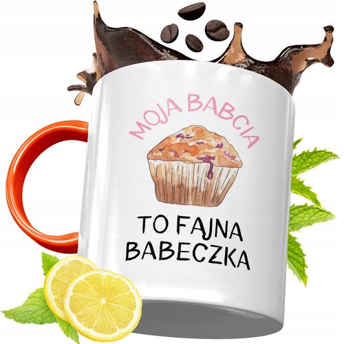 Kubek Pomarańczowy Dla Babci Dzień Babci Prezent Z Nadrukiem Ze Zdjęciem na Arena.pl