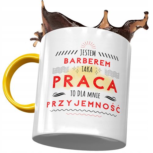 Kubek Żółty Dla Barbera To Dla Mnie Przyjemność Z Nadrukiem Ze Zdjęciem na Arena.pl