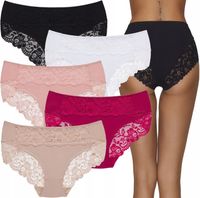 Wygodne majtki figi damskie bawełniane koronkowe z wysokim stanem pełne