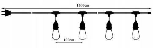 GIRLANDA OGRODOWA zewnętrzna ŁAŃCUCH ŚWIETLNY 15m + ŻARÓWKI 15x E27 LED na Arena.pl
