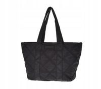Laura Biaggi - modna torebka shopper nylonowa pikowana czarny 0400-024