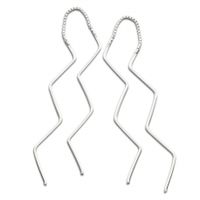 SREBRNE KOLCZYKI ZYGZAKI PRZECIĄGANE PRZEZ UCHO PRÓBA SREBRA 925