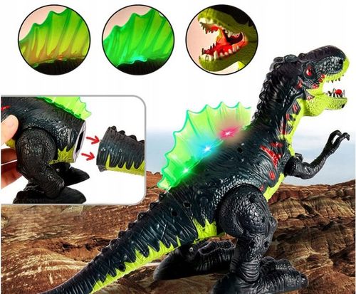 DUŻY DINOZAUR T-REX CHODZI RYCZY ŚWIECI ZIEJE PARĄ FIGURKA DLA DZIECI 20 CM na Arena.pl