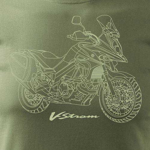 Koszulka z motocyklem na motor Suzuki V-strom Vstrom DL 650 XT męska khaki REGULAR XL na Arena.pl