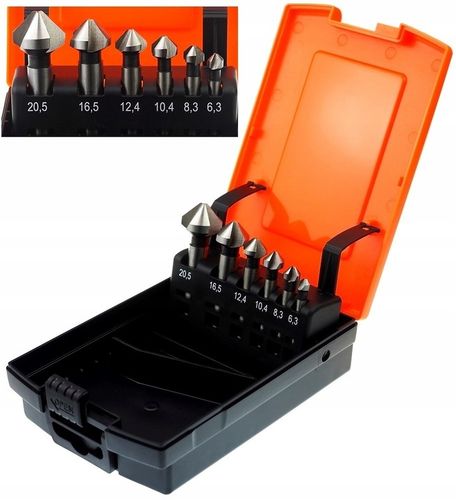 Frez stożkowy pogłębiacz fazownik 90st 6szt kobalt na Arena.pl