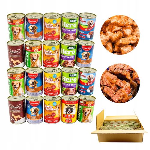 Karma mokra dla psa Puszka Duży Pakiet Mieszany Mix smaków 20 szt x 400g na Arena.pl