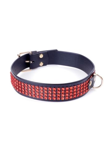 fetish b   series collar with crystals 3 cm red line na Arena.pl