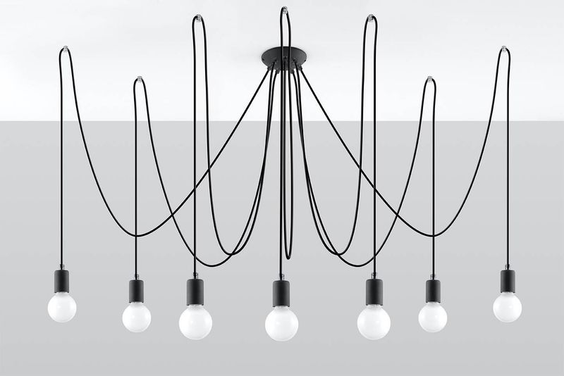 LAMPA wisząca SL.0372 industrialna OPRAWA pająk ZWIS ośmiornica przewody loft czarne zdjęcie 2