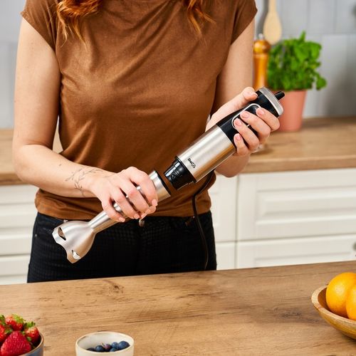 MOCNY BLENDER RĘCZNY WIELOFUNKCYJNY MIKSER 1000W SREBRNY EMAVOn na Arena.pl