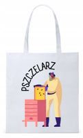 Dla Pszczelarza Na Prezent Torba Eco Biała Shopper Z Nadrukiem Ze Zdjęciem