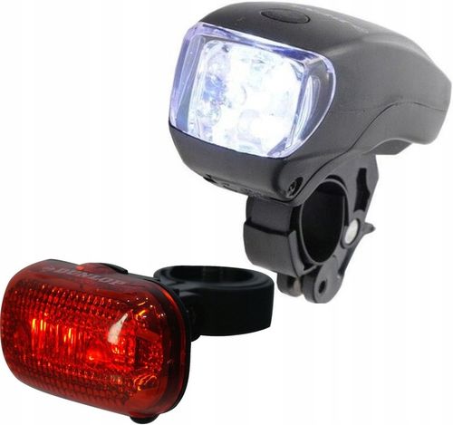 ZESTAW OŚWIETLENIA DO ROWERU LAMP ROWEROWYCH LED PRZÓD TYŁ DUNLOP na Arena.pl