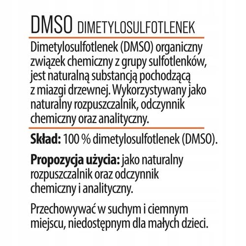 DMSO Dimetylosulfotlenek 99,99% Bardzo Wysoka Czytość CZDA 1000ml na Arena.pl