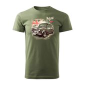 Wyprzedaż - koszulka z samochodem Mini Morris Mini Cooper kolekcjonerska męska khaki REGULAR XXL