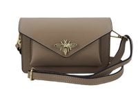 Beżowa ciemna torebka wizytowa skórzana