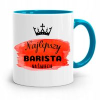 Dla Baristy Baristki Kawiarki Kubek Błękitny Z Nadrukiem Ze Zdjęciem