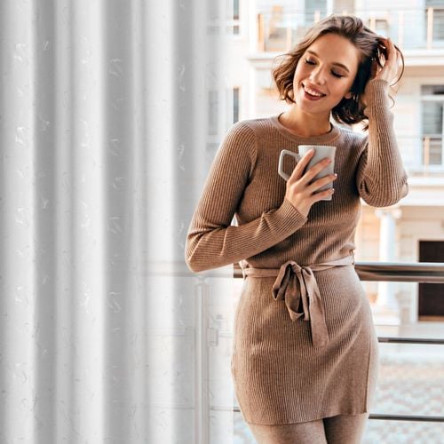 Firana na przelotkach ze srebrnym nadrukiem IVA 140X270 biała na Arena.pl