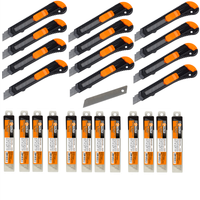 ZESTAW 12 X NÓŻ BUDOWLANY PLASTIKOWY 18 MM + 120 OSTRZY ZAPAS