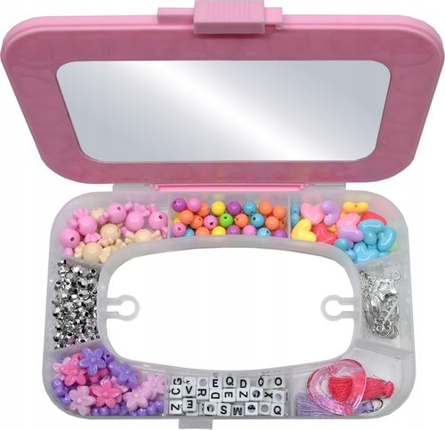 ZESTAW DO TWORZENIA BIŻUTERII BRANSOLETEK KORALIKI KUFEREK Z LUSTERKIEM na Arena.pl