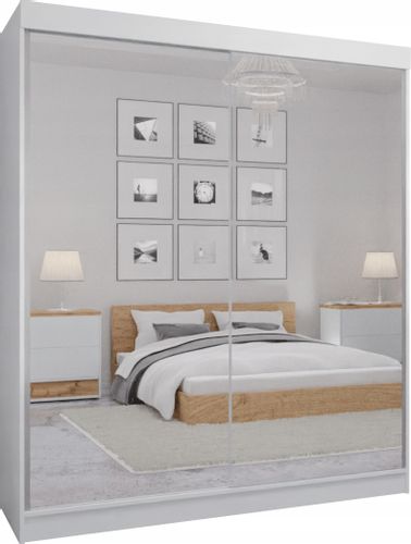 SZAFA PRZESUWNA STANDARD 110 x 205 BIAŁA LUSTRO P na Arena.pl