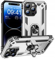 ETUI PANCERNE AFARER NA TELEFON IPHONE 15 PRO SREBRNE Z UCHWYTEM