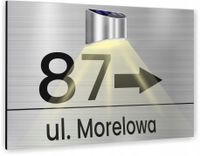 Tabliczka adresowa Tablica numer posesji strzałka 40x30 lampka solarna LED