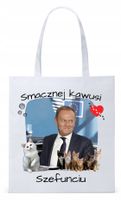 Donald Tusk Platforma Torba Eco Biała Shopper Z Nadrukiem Ze Zdjęciem