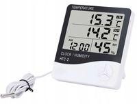 STACJA POGODY Termometr Sonda HIGROMETR Zegar Budzik 4244