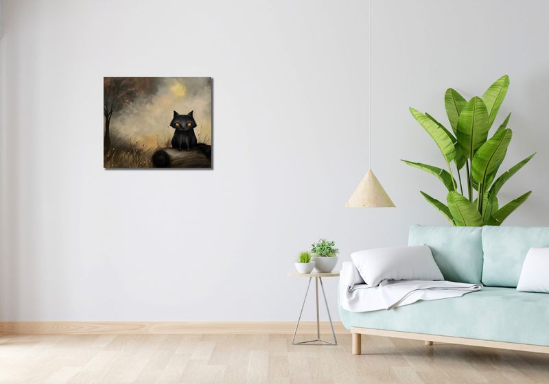 Obraz 60x50cm Czarny Kot zdjęcie 2