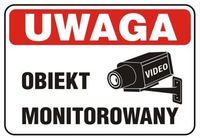 TABLICA 25*17.5CM UWAGA ! OBIEKT MONITOROWANY - TAB TBI-28