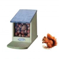 Drewniany karmnik dla wiewiórek na orzechy, nasiona, słonecznik